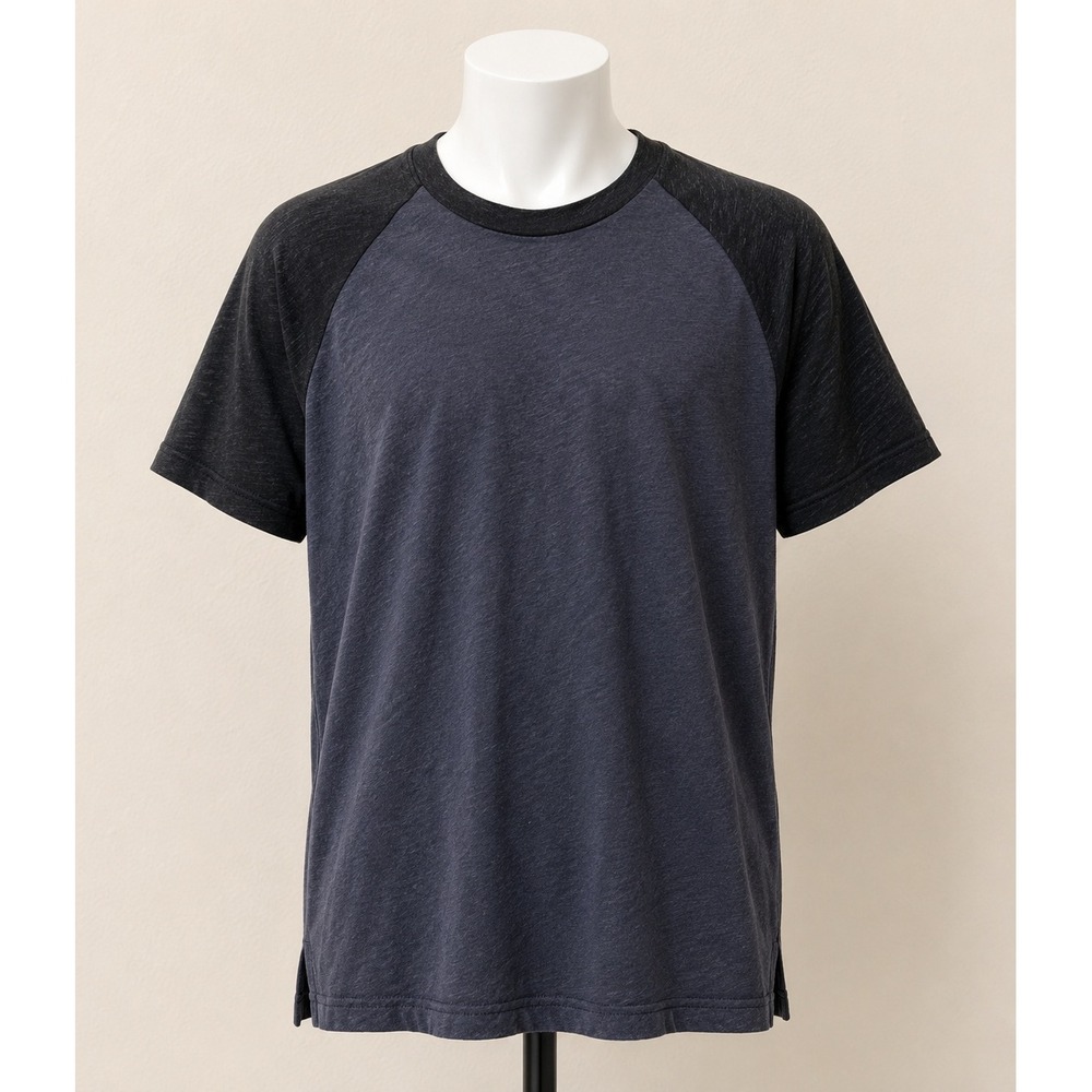 Theory Men's Gray Color Block Crew Neck T-Shirt Short Sleeve Casual Tee Size L